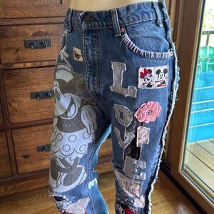 NWT Custom Levi’s 517 Orange Tab Jeans Made In The USA Patchwork Distressed Minn
